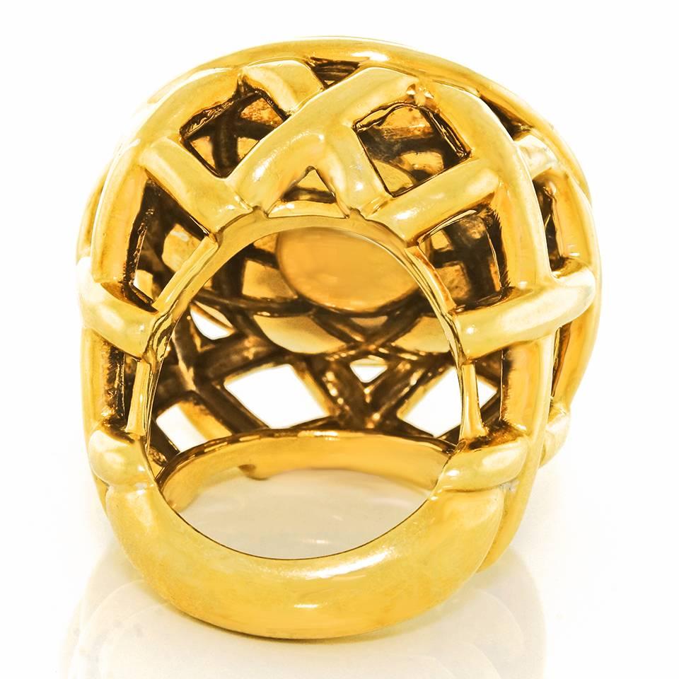 David Webb Rock Crystal Gold Dome Ring 4