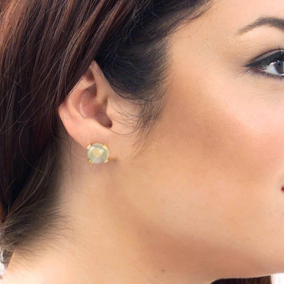 Women's Modernist Moonstone Set Gold Earrings