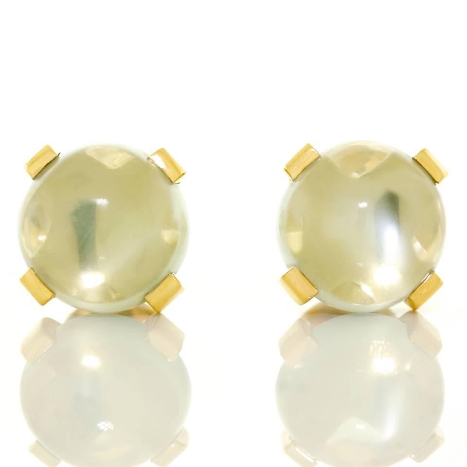 Modernist Moonstone Set Gold Earrings 4