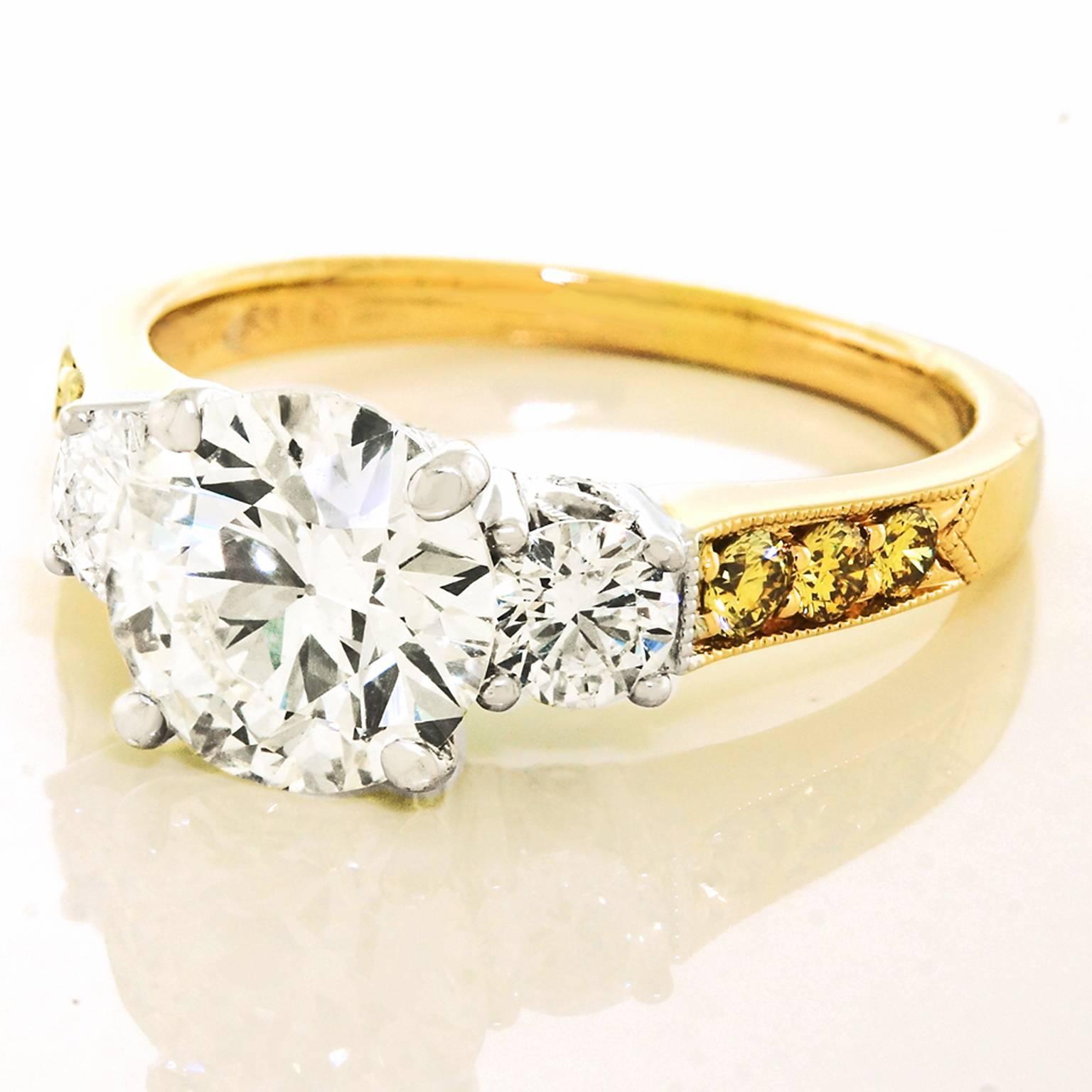 Yellow Gold 2.90cttw GIA Diamond Engagement Ring In Excellent Condition In Litchfield, CT