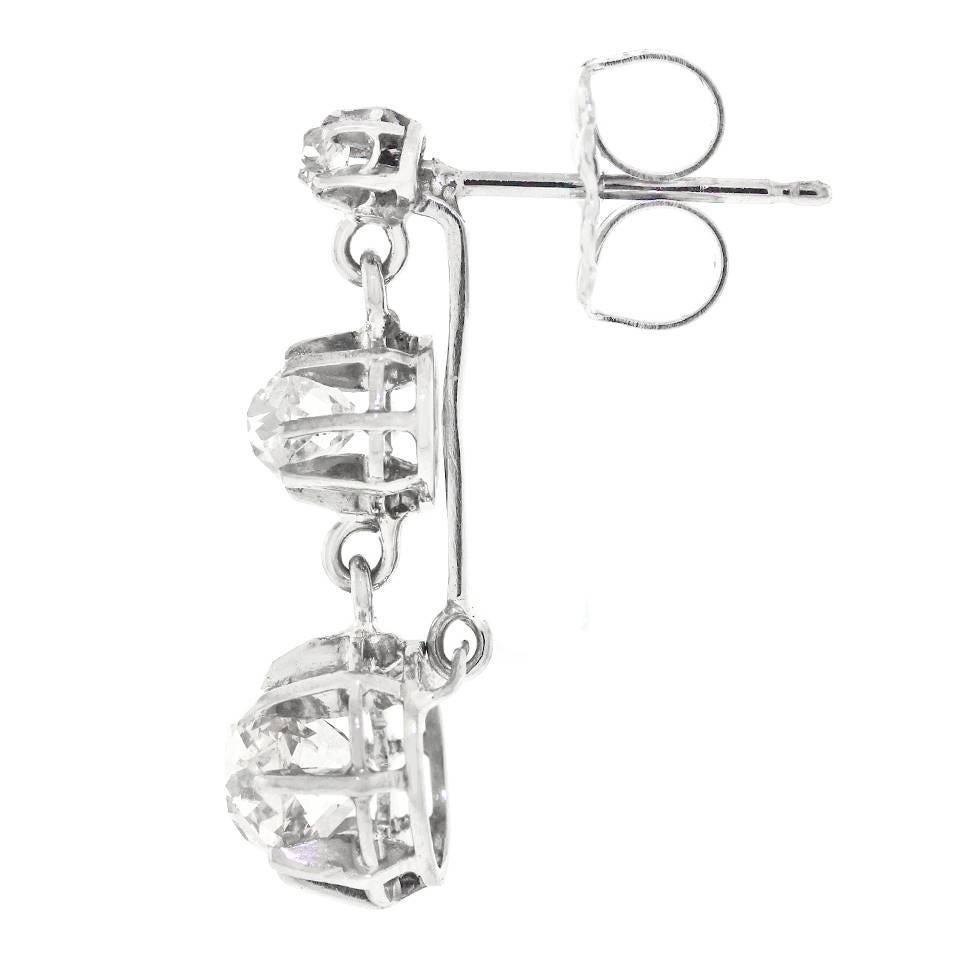 Women's Antique Diamond Platinum Chandelier Earrings
