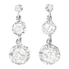 Antique Diamond Platinum Chandelier Earrings 3