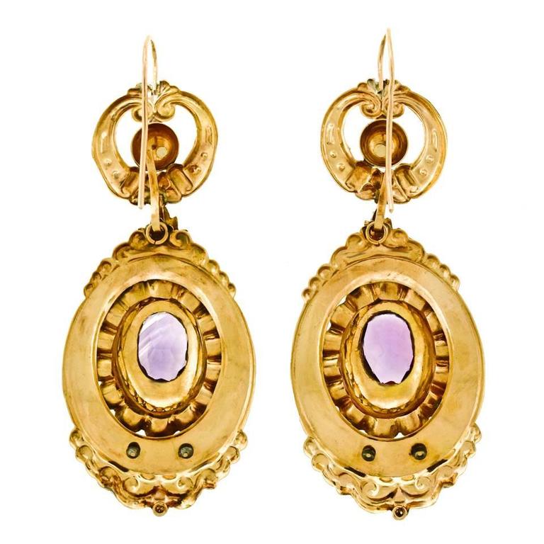 Antique Chic Amethyst Pearl Gold Earrings at 1stdibs