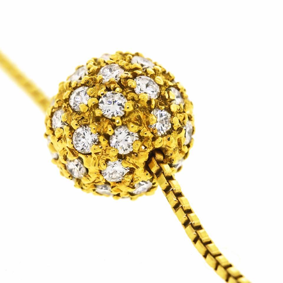 Diamant Pave Ball Halskette in Gold 3
