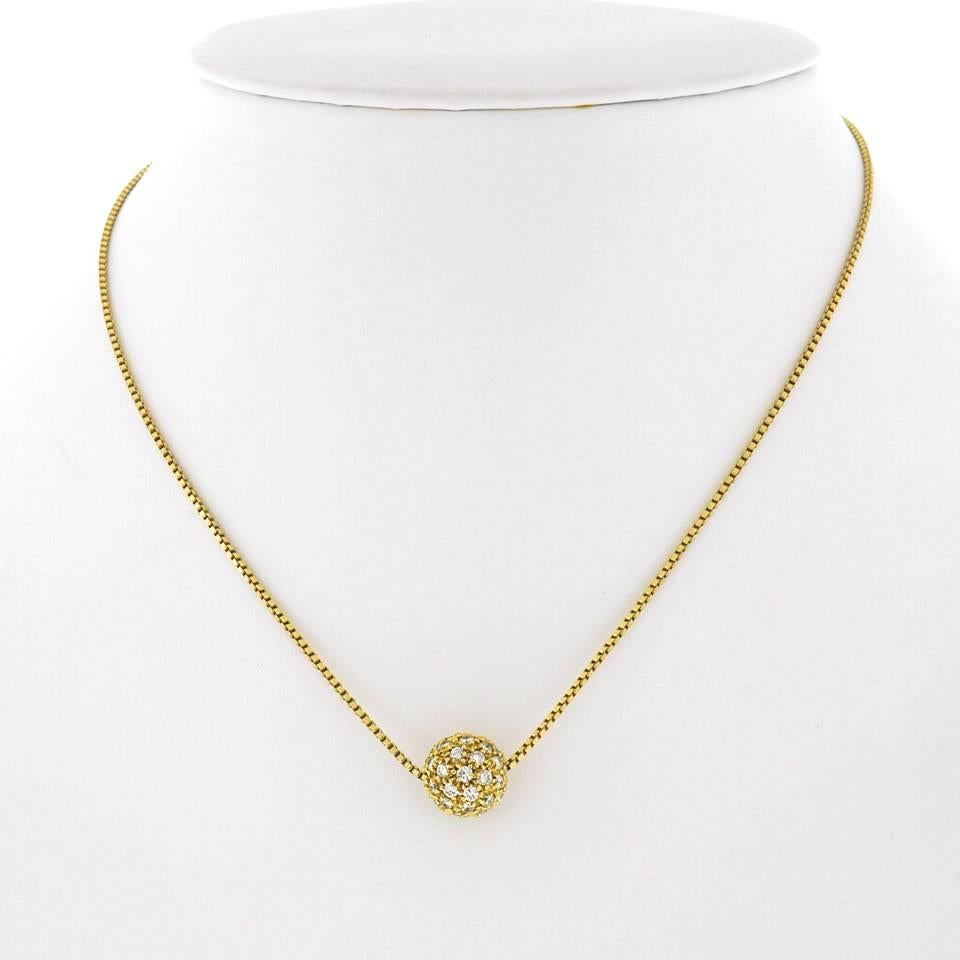 Diamant Pave Ball Halskette in Gold 4