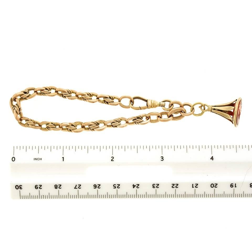 Women's Antique Rose Gold Bracelet with Fob in Gold