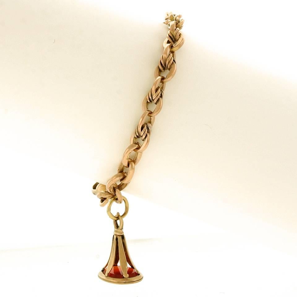 Antique Rose Gold Bracelet with Fob in Gold 1