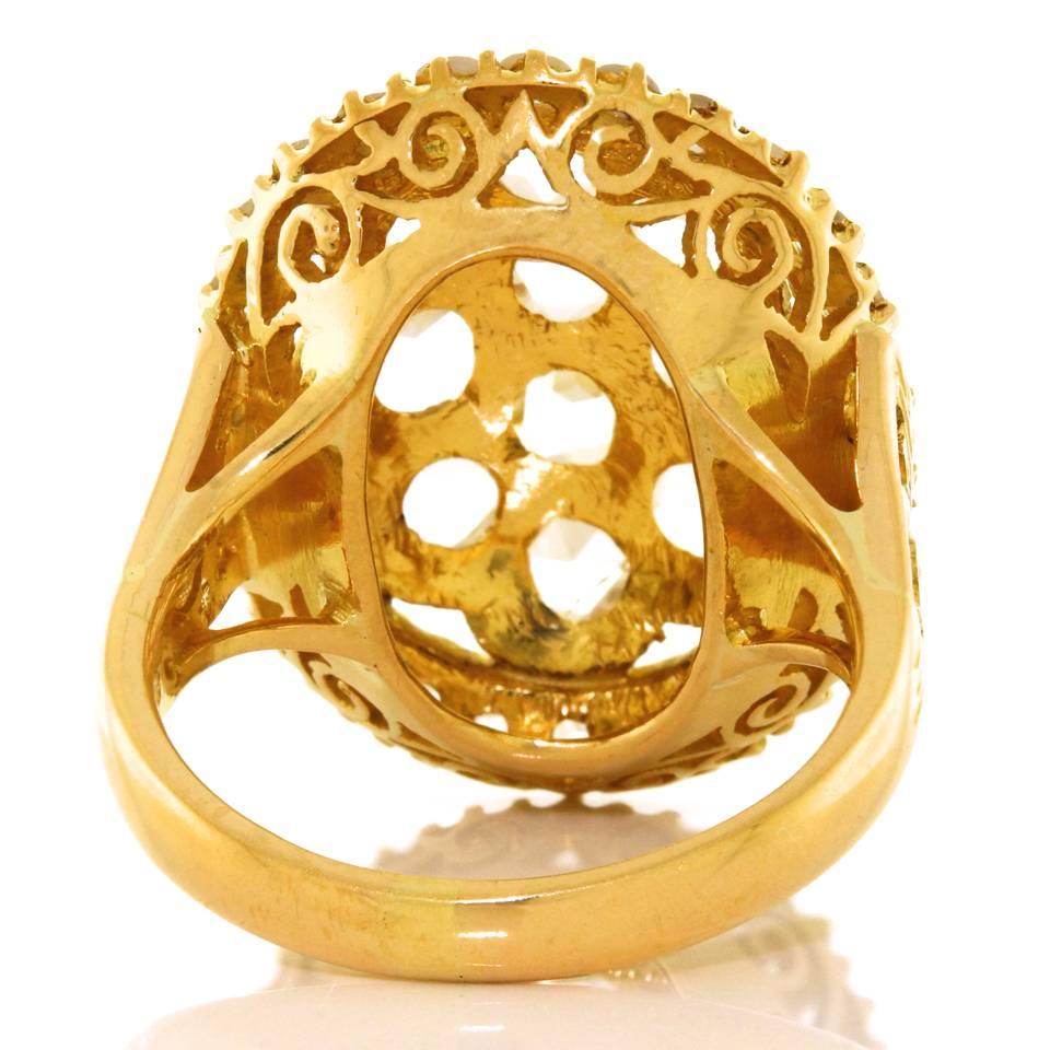 Women's Chic Regional Peranakan-Straits Chinese Diamond Gold Ring