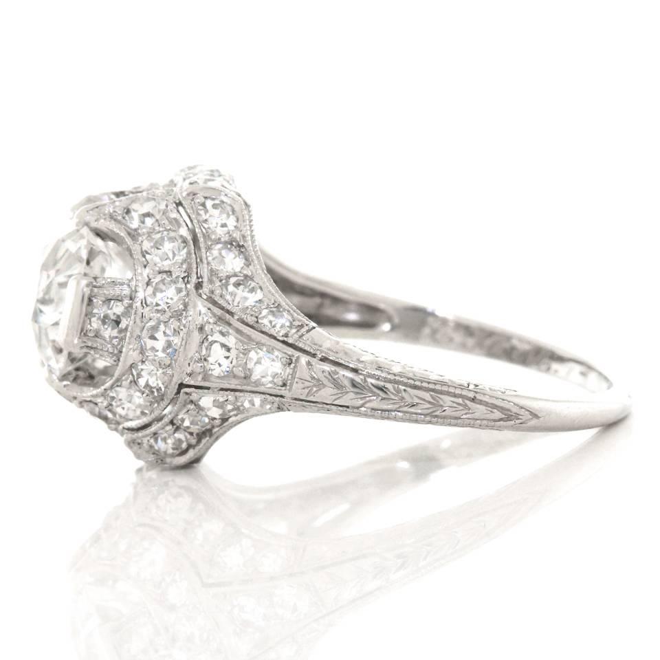 Art Deco 1.68ct Diamond Platinum Engagement Ring 4
