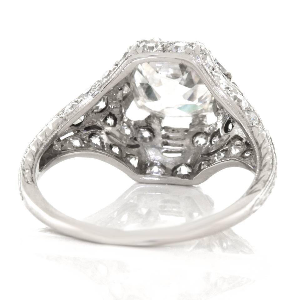 Art Deco 1.68ct Diamond Platinum Engagement Ring 3
