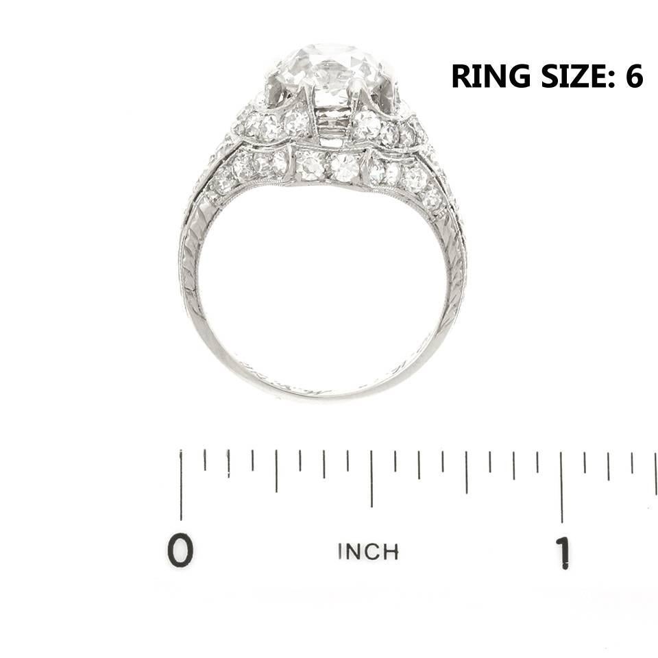 Art Deco 1.68ct Diamond Platinum Engagement Ring 2