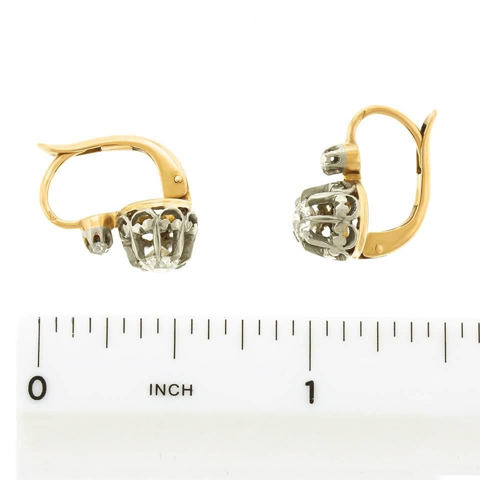 Antique Diamond Drop Gold Earrings 1