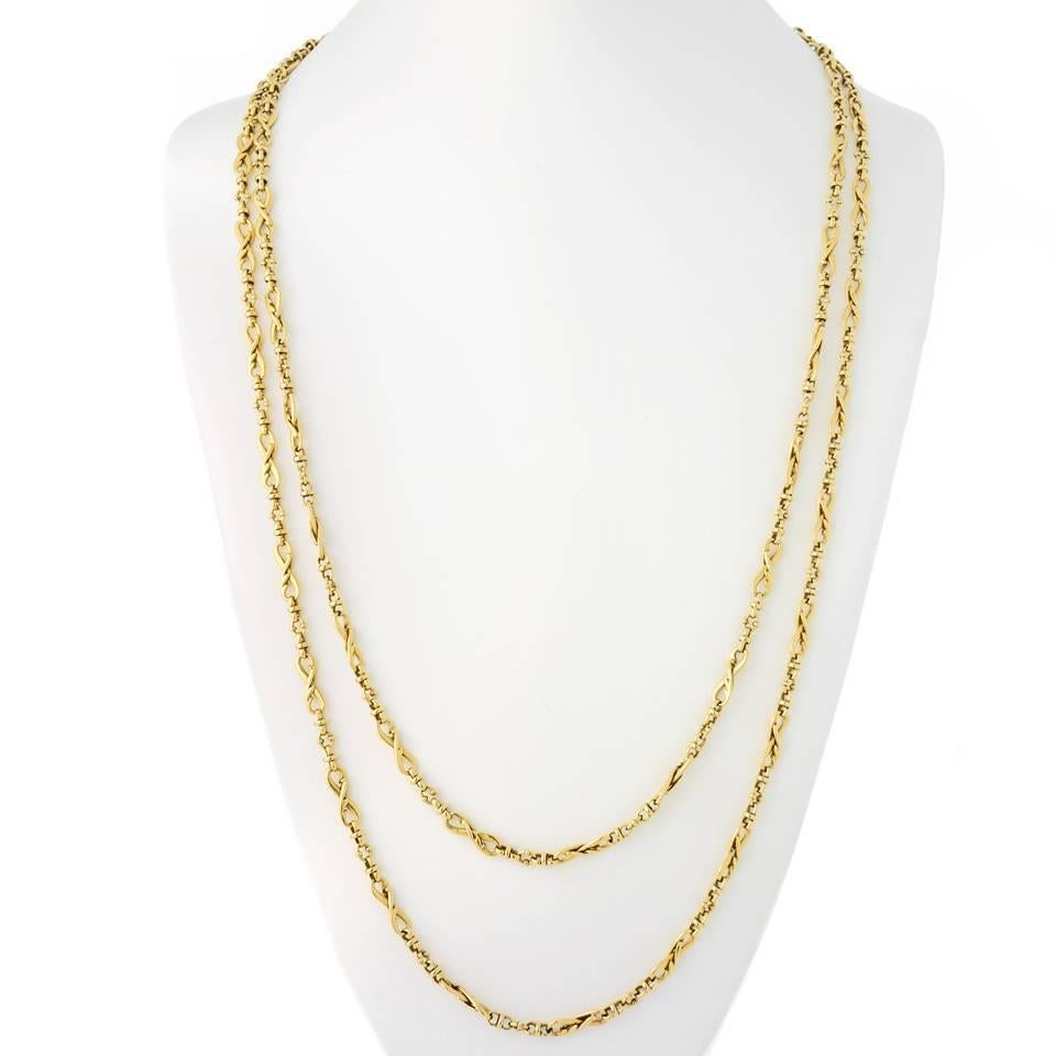 Victorian 60 inch Long Gold Chain Necklace 2