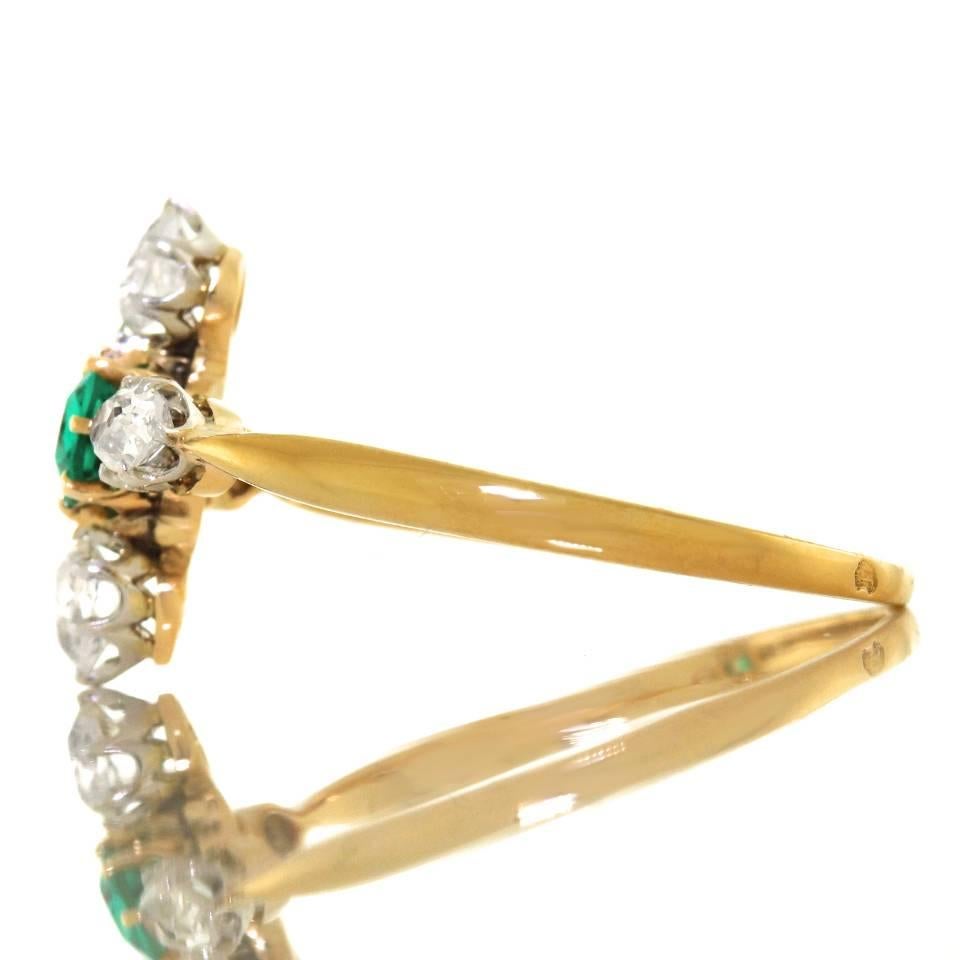 Antique French Emerald Diamond Gold Ring 3