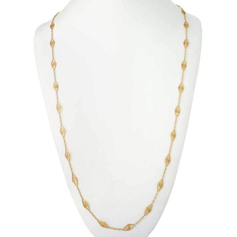 Antique 33 inch long Gold Link Necklace at 1stDibs