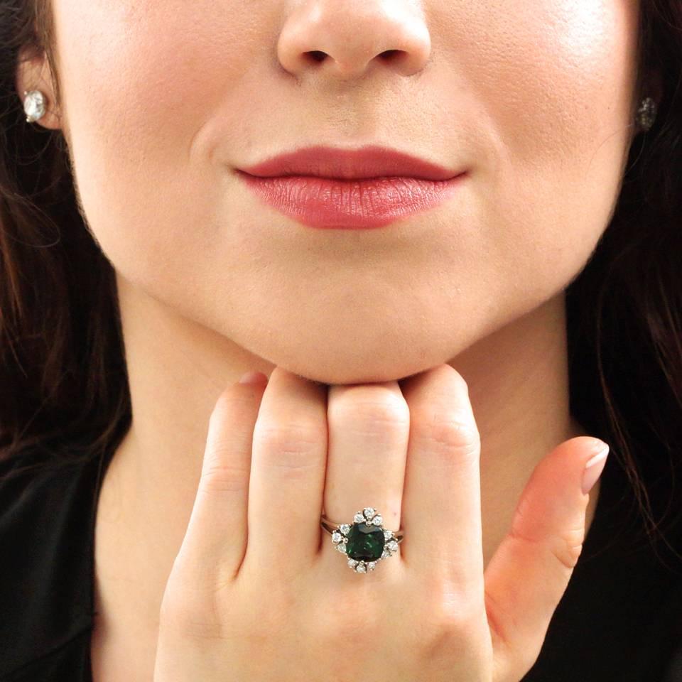 Women's Meister Green Tourmaline Diamond Gold Ring