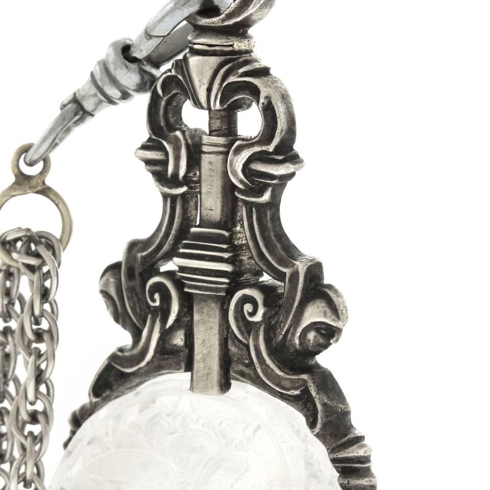 Women's Antique Rock Crystal Silver Fob as a Pendant