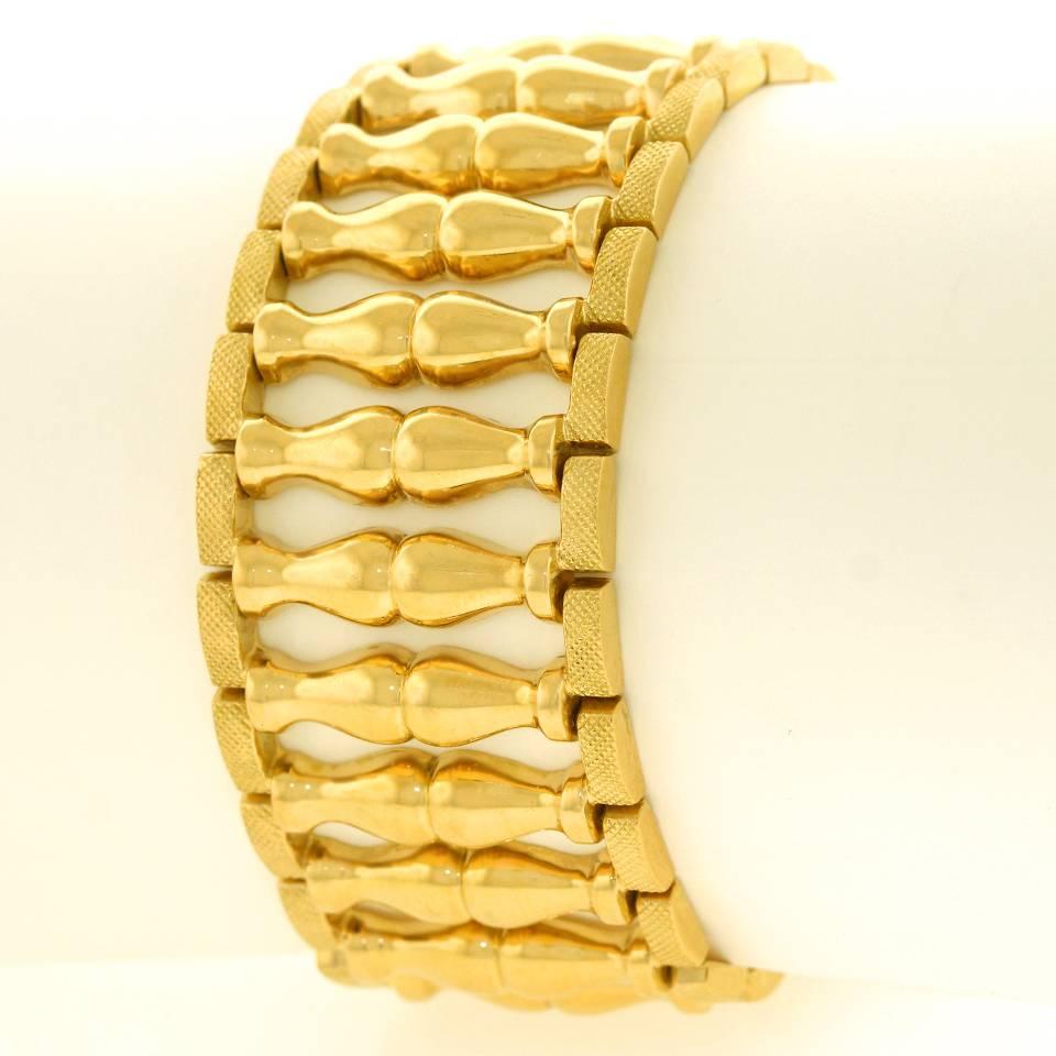 Women's Wide Fifties Gold Bracelet