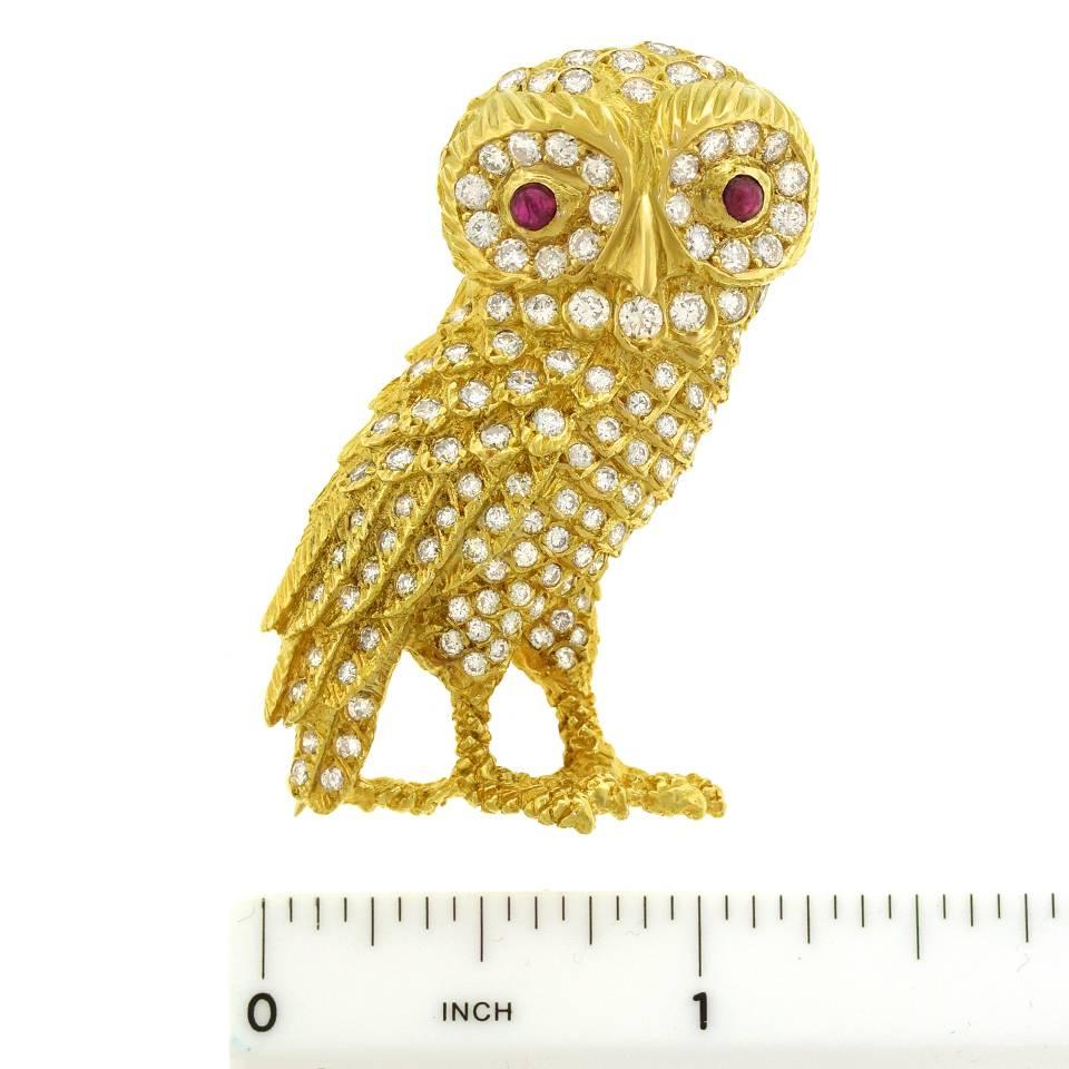 Diamond Gold Owl Brooch 2