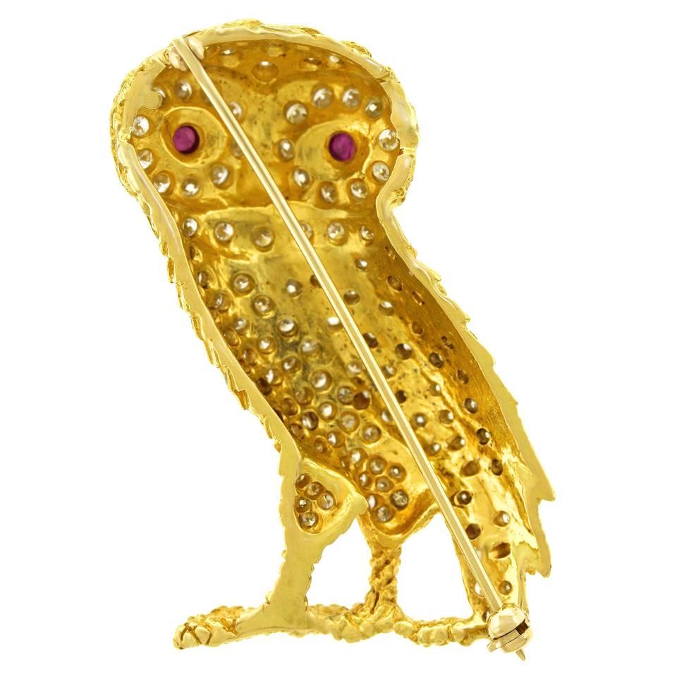 Diamond Gold Owl Brooch 4
