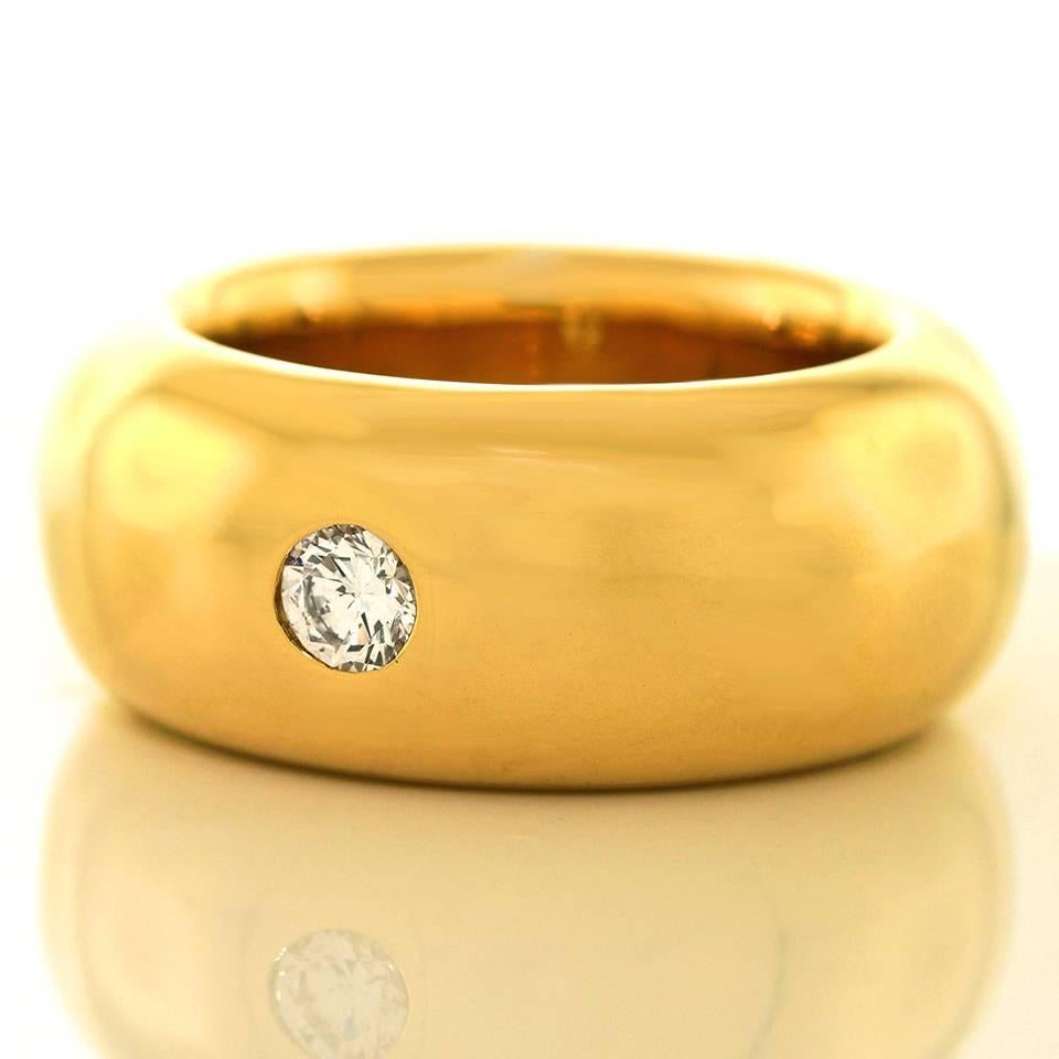 Modernist Chunky Diamond Gold Band Ring