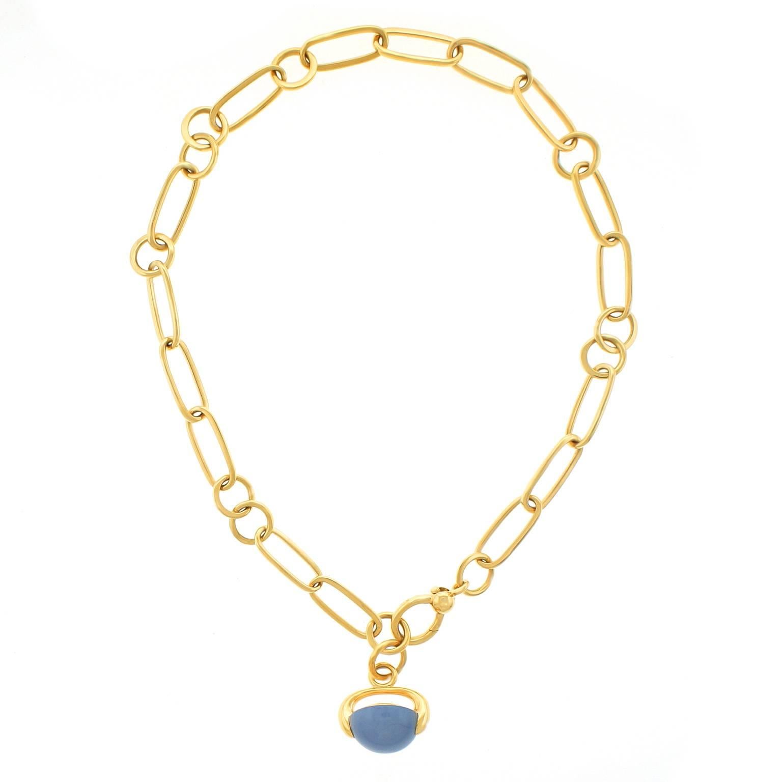 Pomellato Blue Chalcedony Gold “Luna” Necklace 3