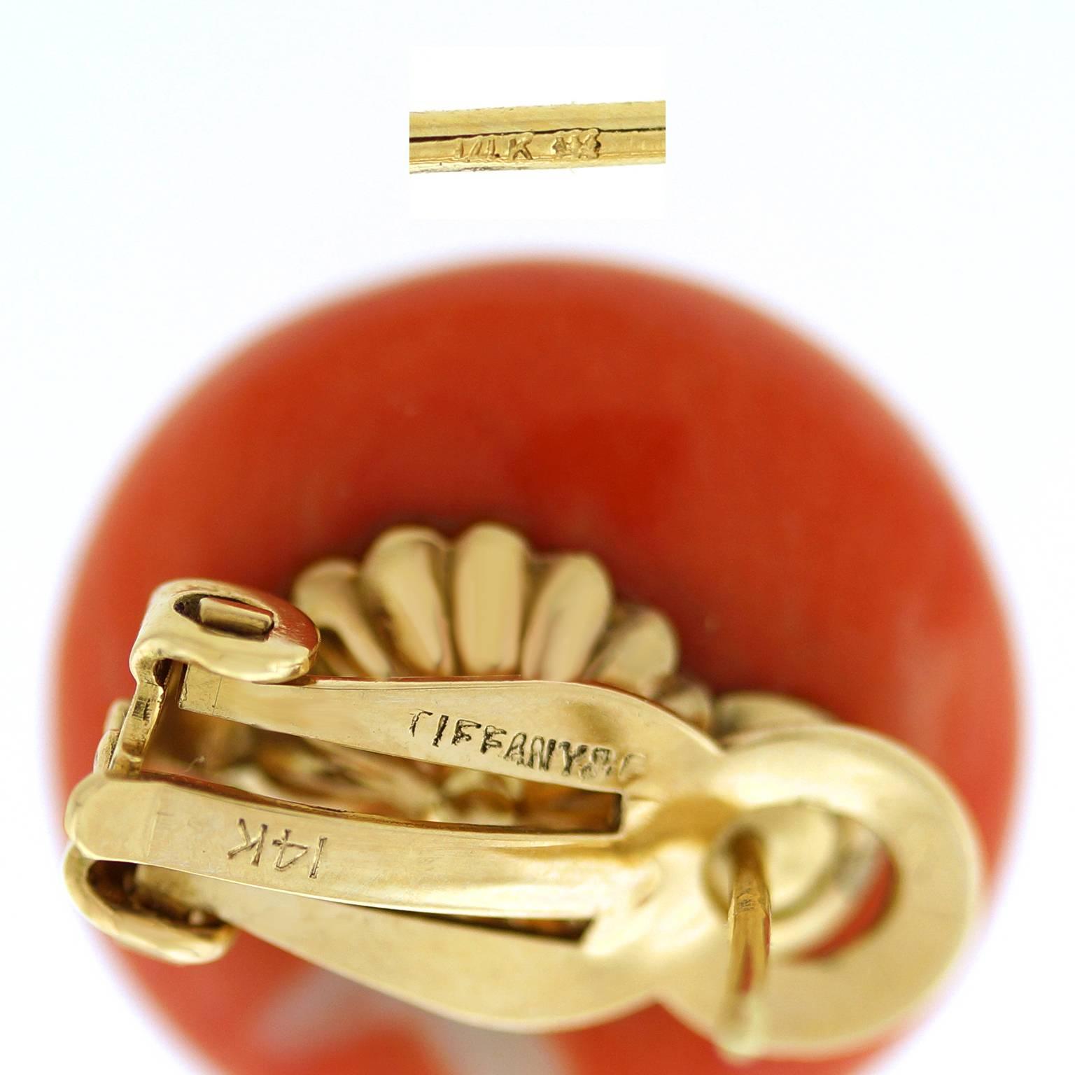 Women's Tiffany & Co. Natural Coral Earrings in Gold GIA Report