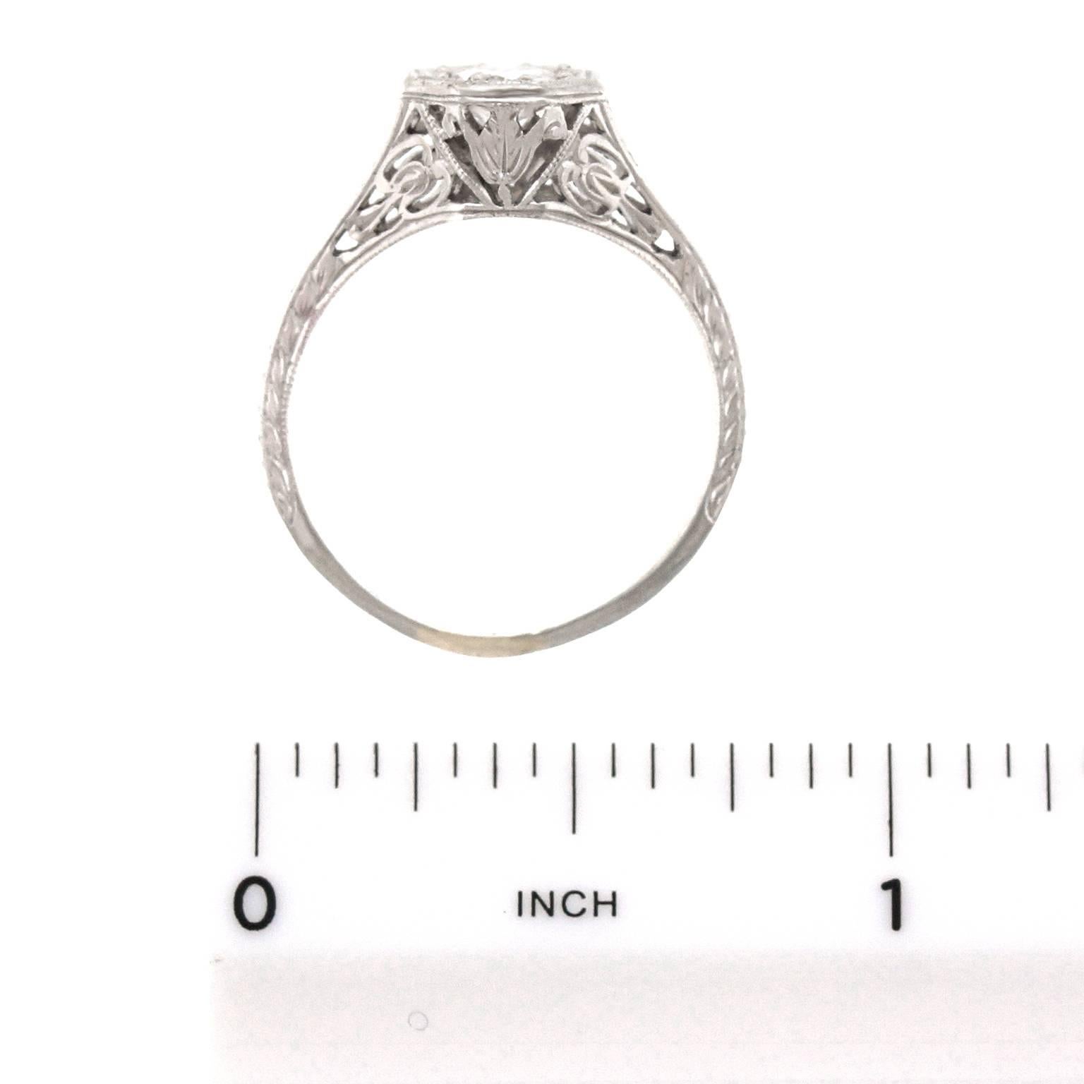 Art Deco .55 Carat Diamond Gold Engagement Ring 2