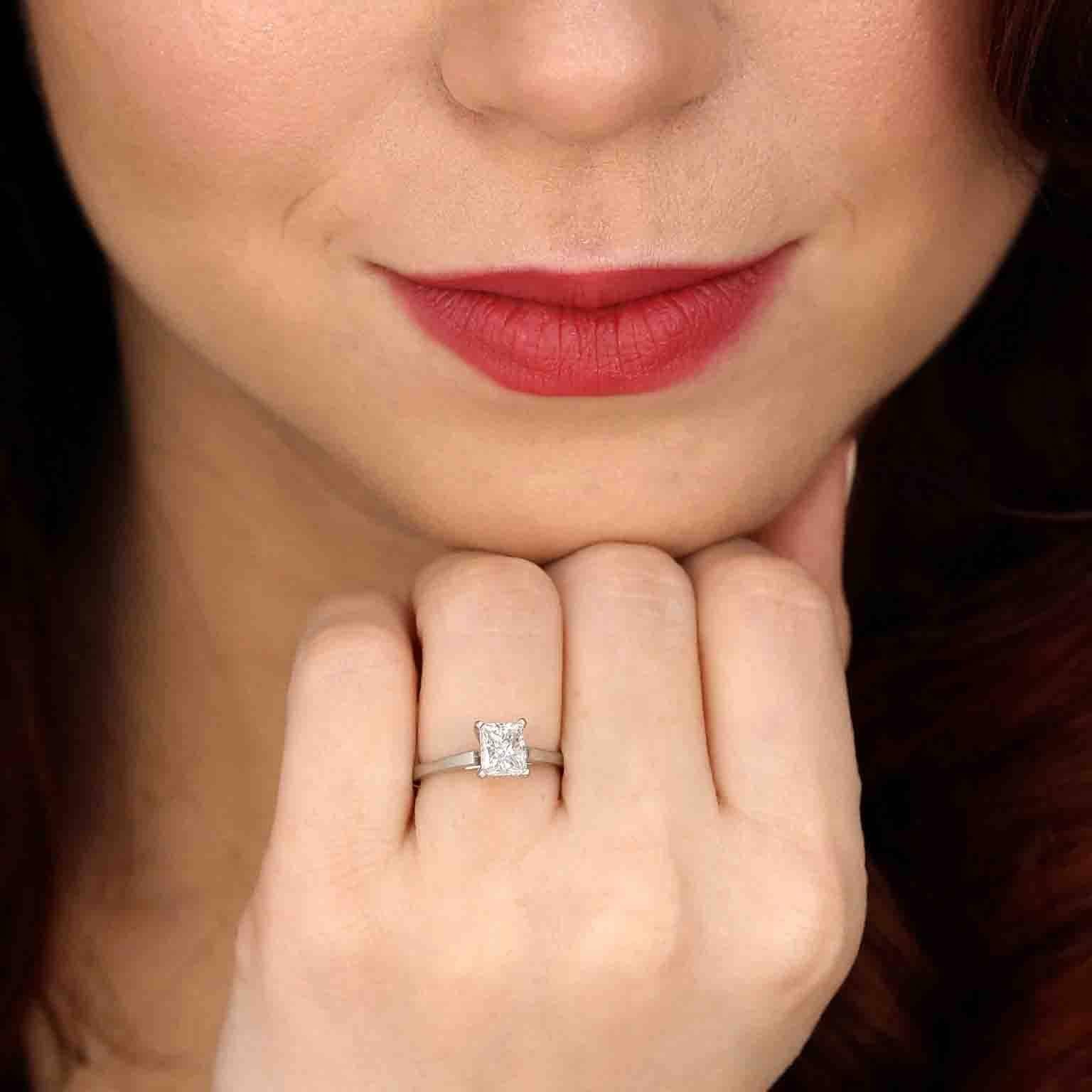 Women's 1.20 Carat Princess Cut Diamond Platinum Engagement Ring