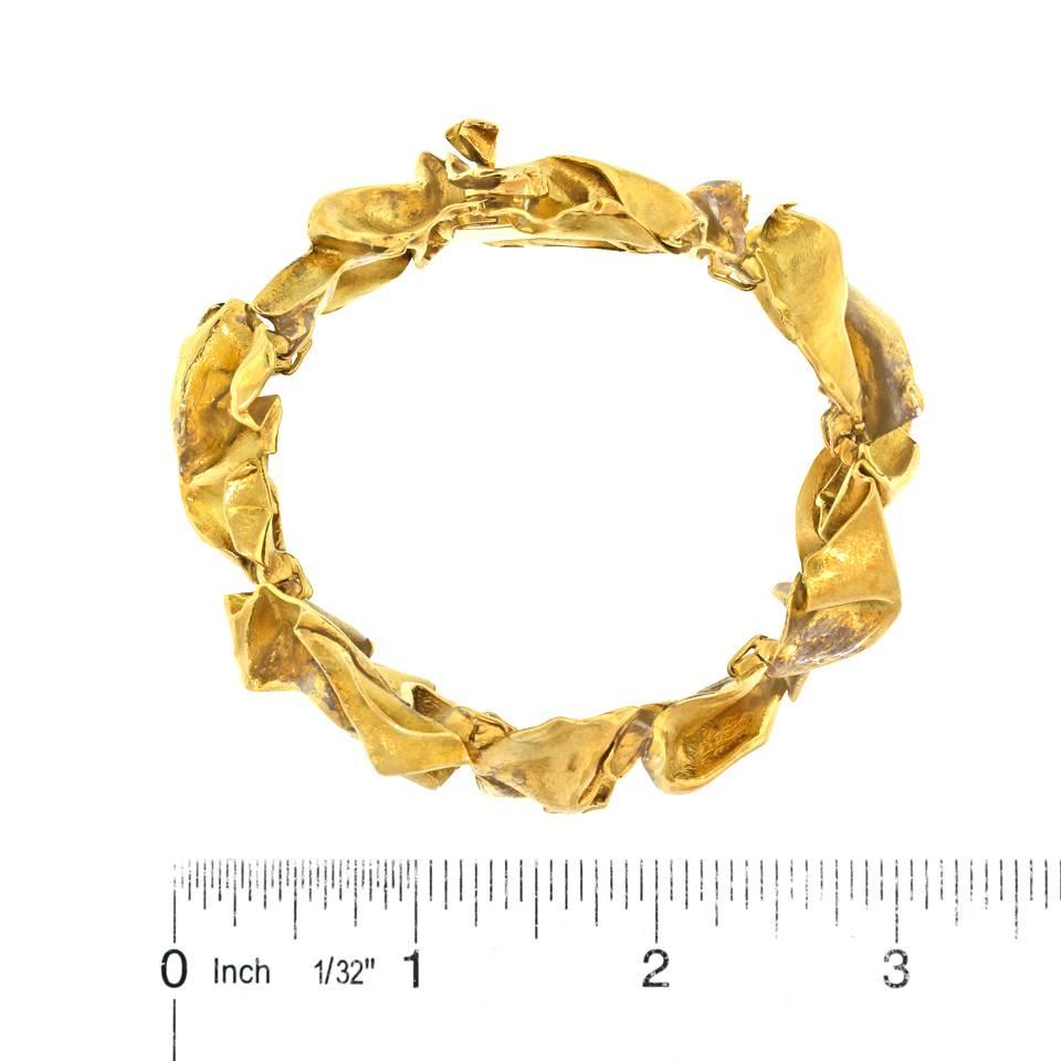 Spectacular Gilbert Albert Modernist Gold Bracelet 3