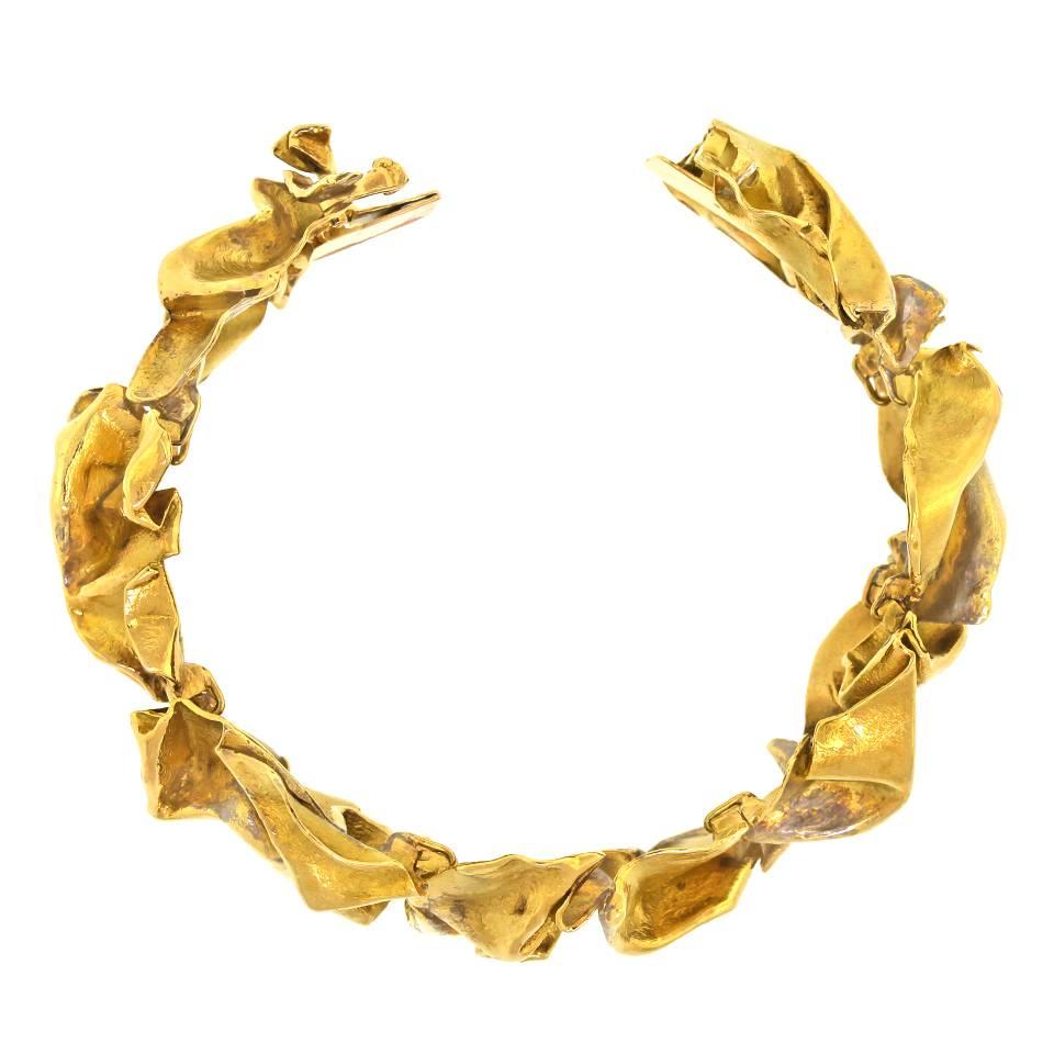 Spectacular Gilbert Albert Modernist Gold Bracelet 4