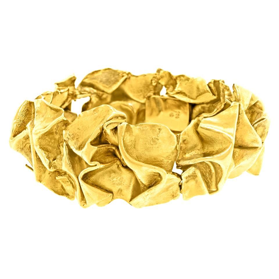 Spectacular Gilbert Albert Modernist Gold Bracelet
