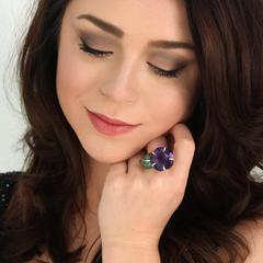 Chanel Amethyst und Tsavorit Granat Gold Blume Ring