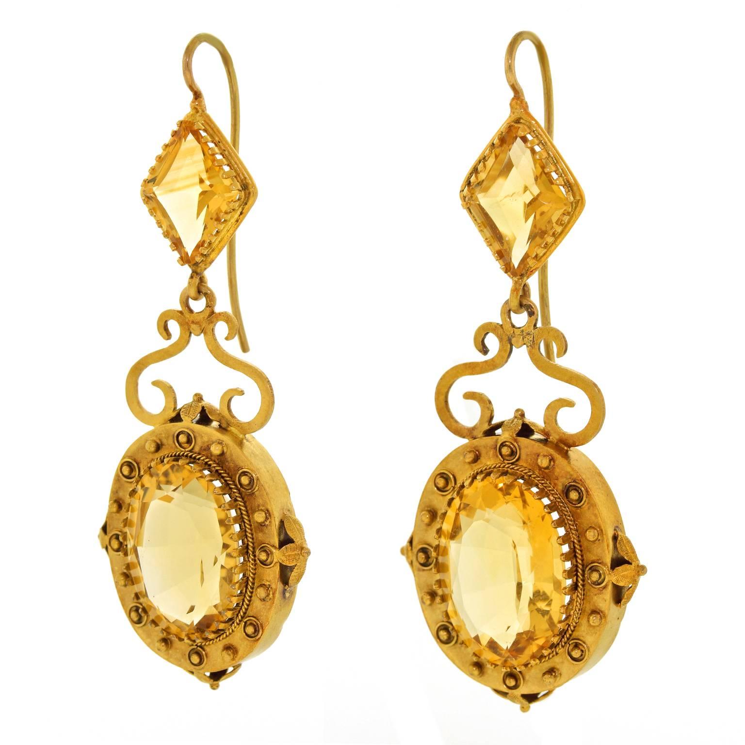 antique citrine earrings