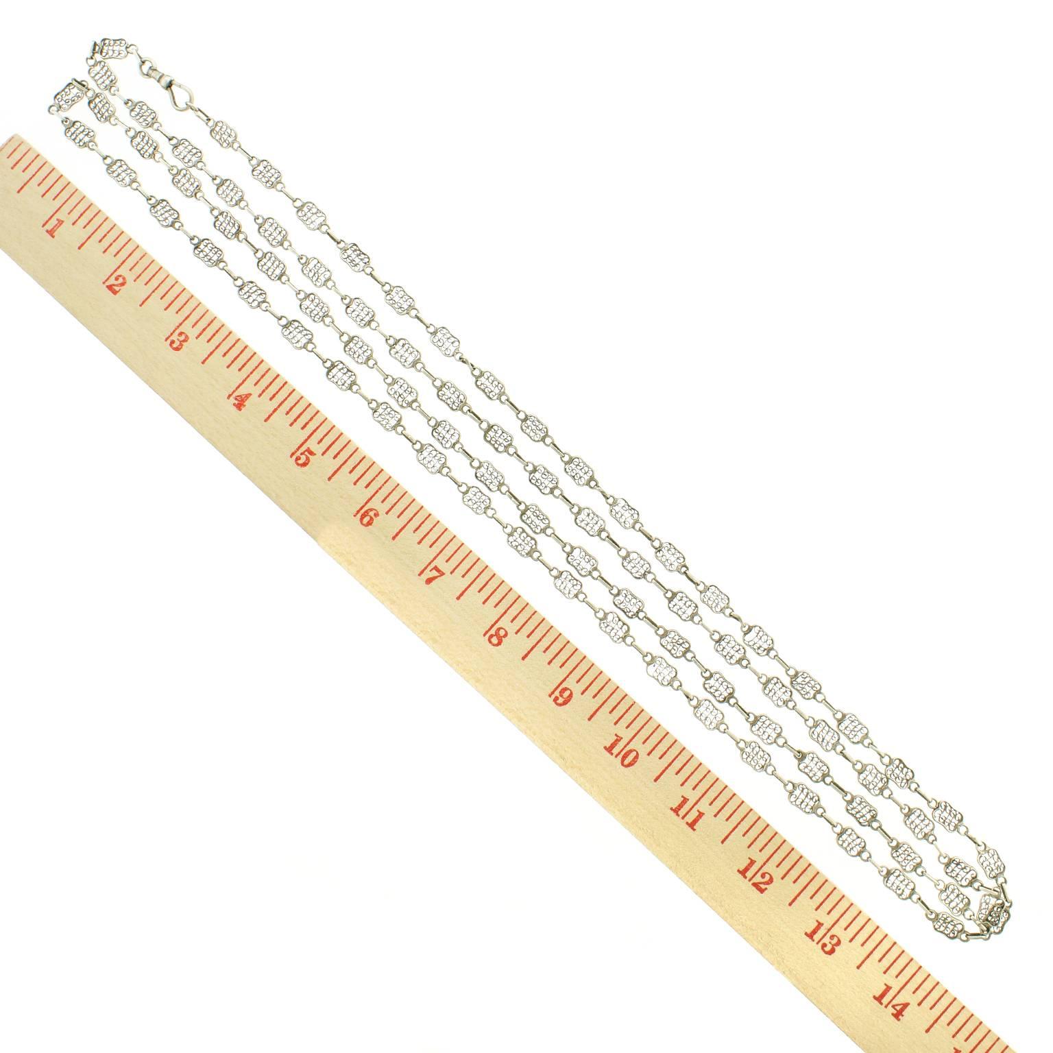 Antike filigrane 60-Zoll-Kette aus Sterlingsilber, antik 2
