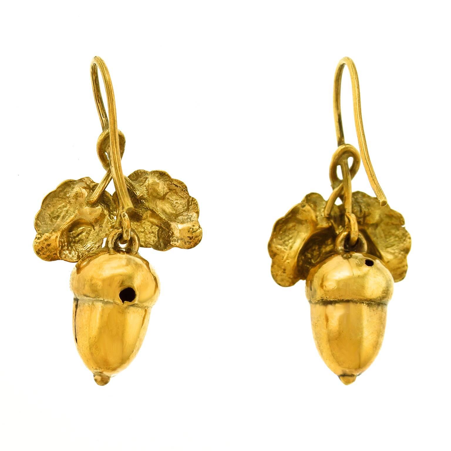 Victorian Antique Gilded Silver Acorn Earrings