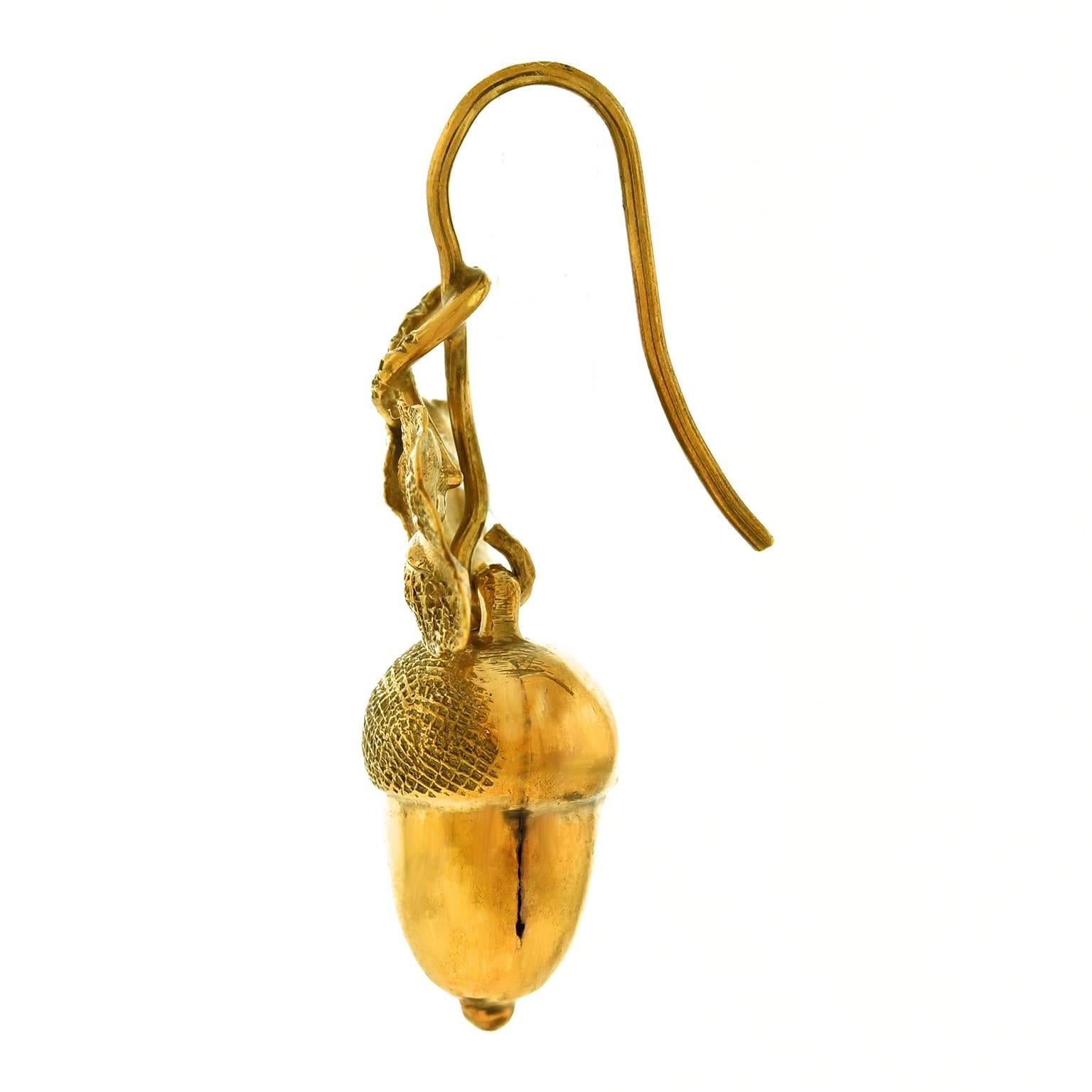 Women's Antique Gilded Silver Acorn Earrings