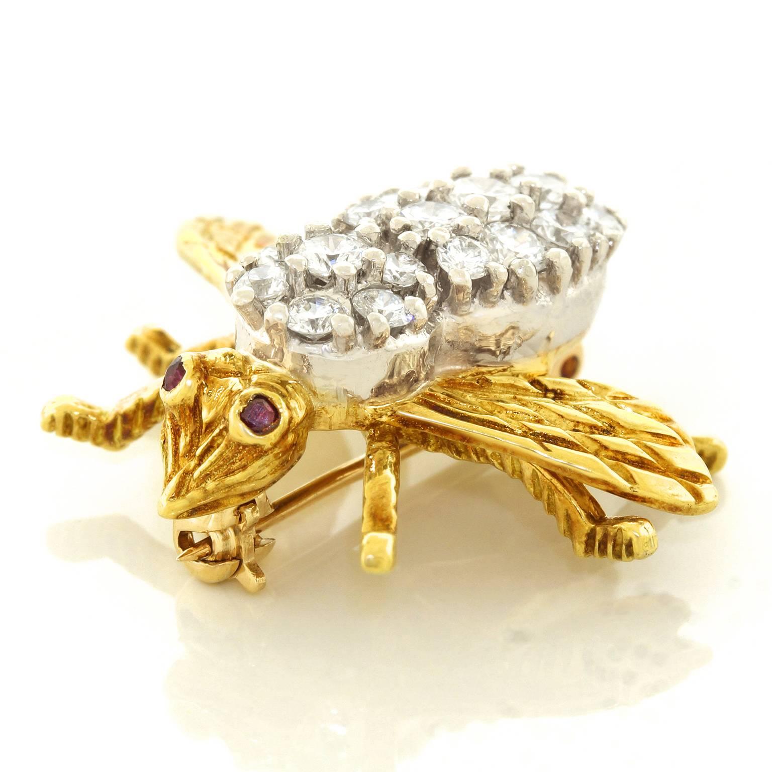 Herbert Rosenthal Diamond Bee in Gold In Excellent Condition In Litchfield, CT