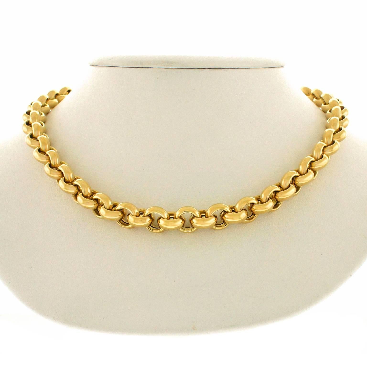 Heavy Every Day Gold Rollo Link Necklace In Excellent Condition In Litchfield, CT