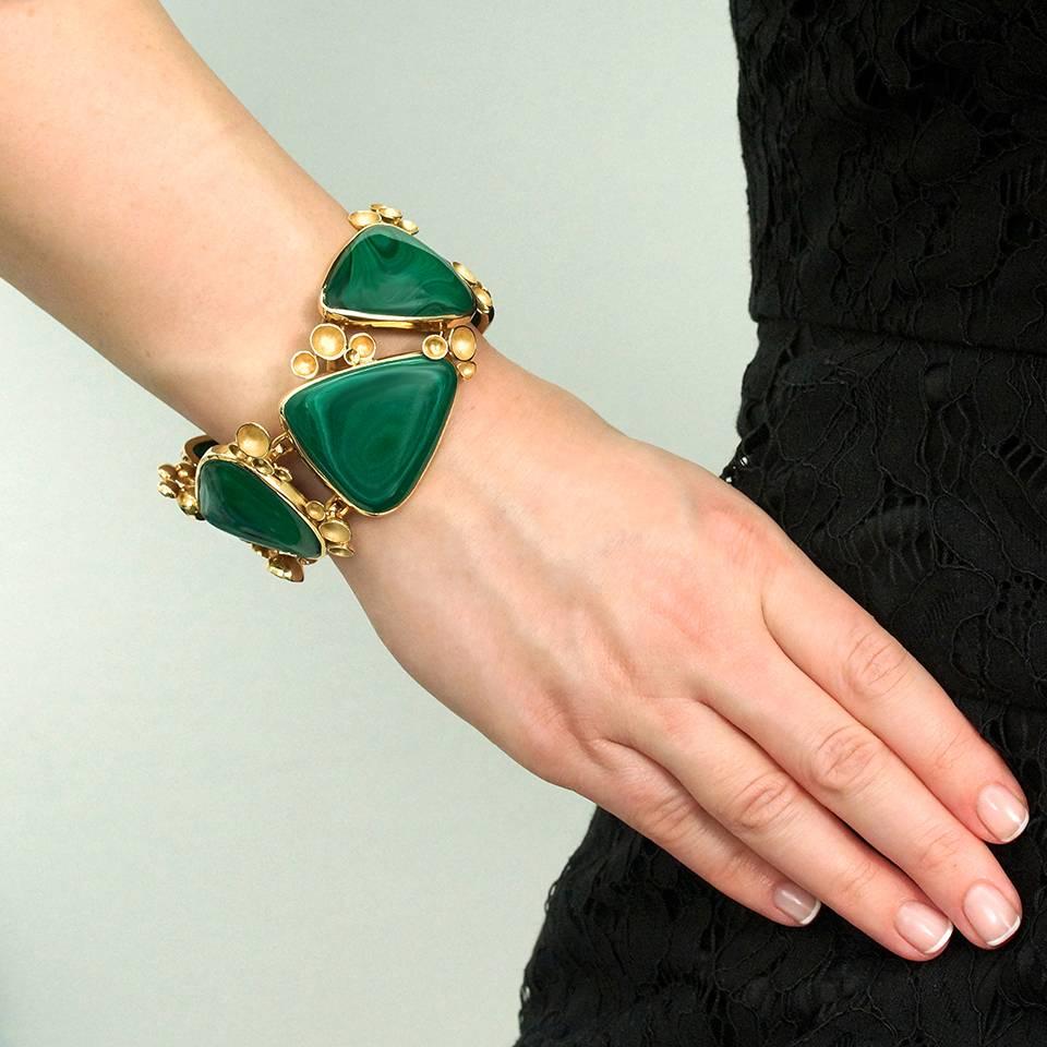 1960s Modernist Malachite Gold Bracelet 1