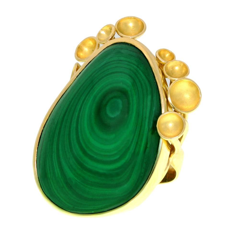 Modernistischer Malachit-Goldring