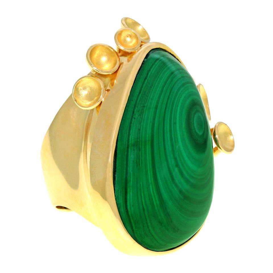 Modernistischer Malachit-Goldring 5