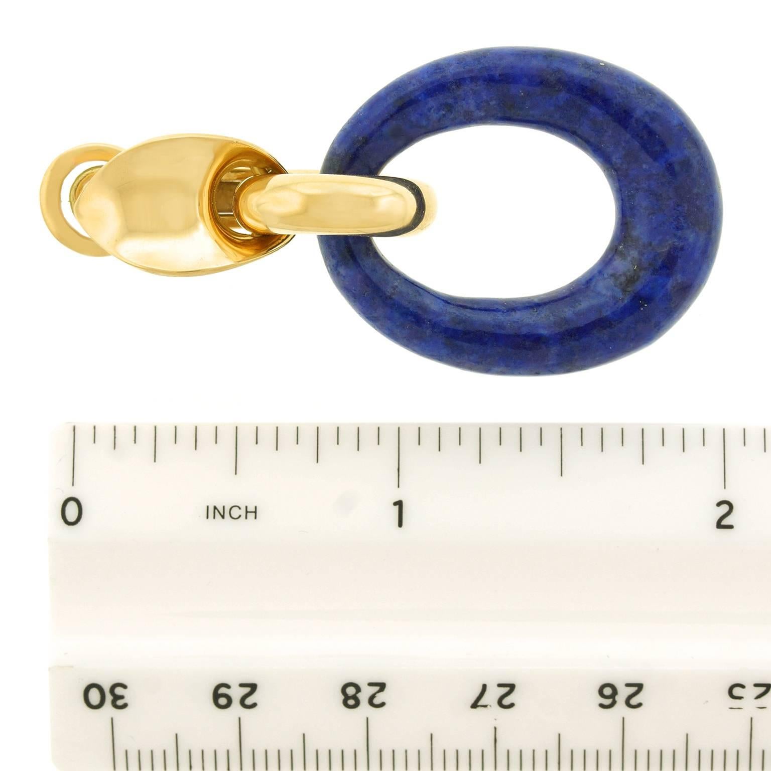 French Lapis and Gold 1970s Earrings 1