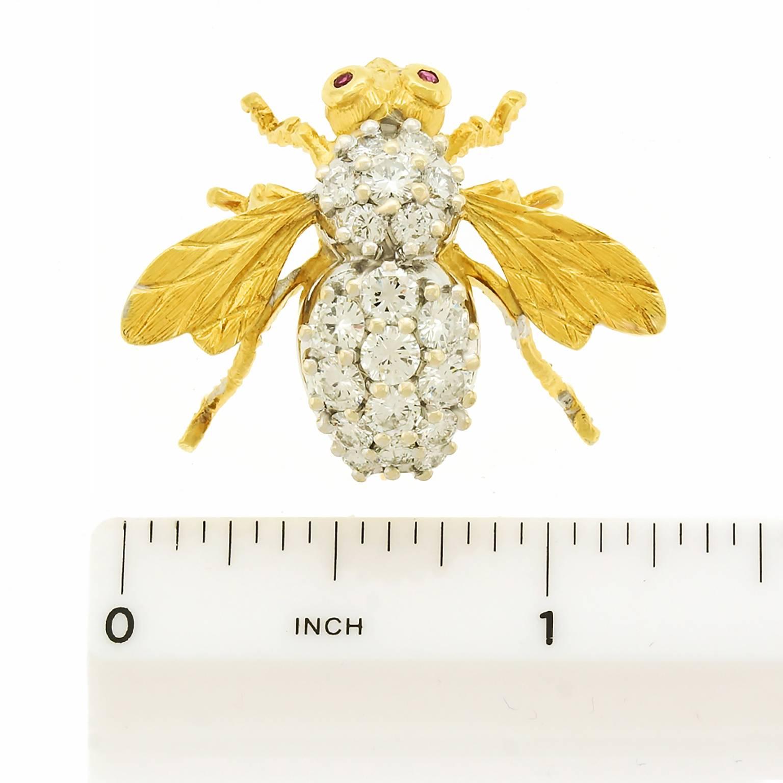 Herbert Rosenthal Diamond & Gold Bee Pin In Excellent Condition In Litchfield, CT