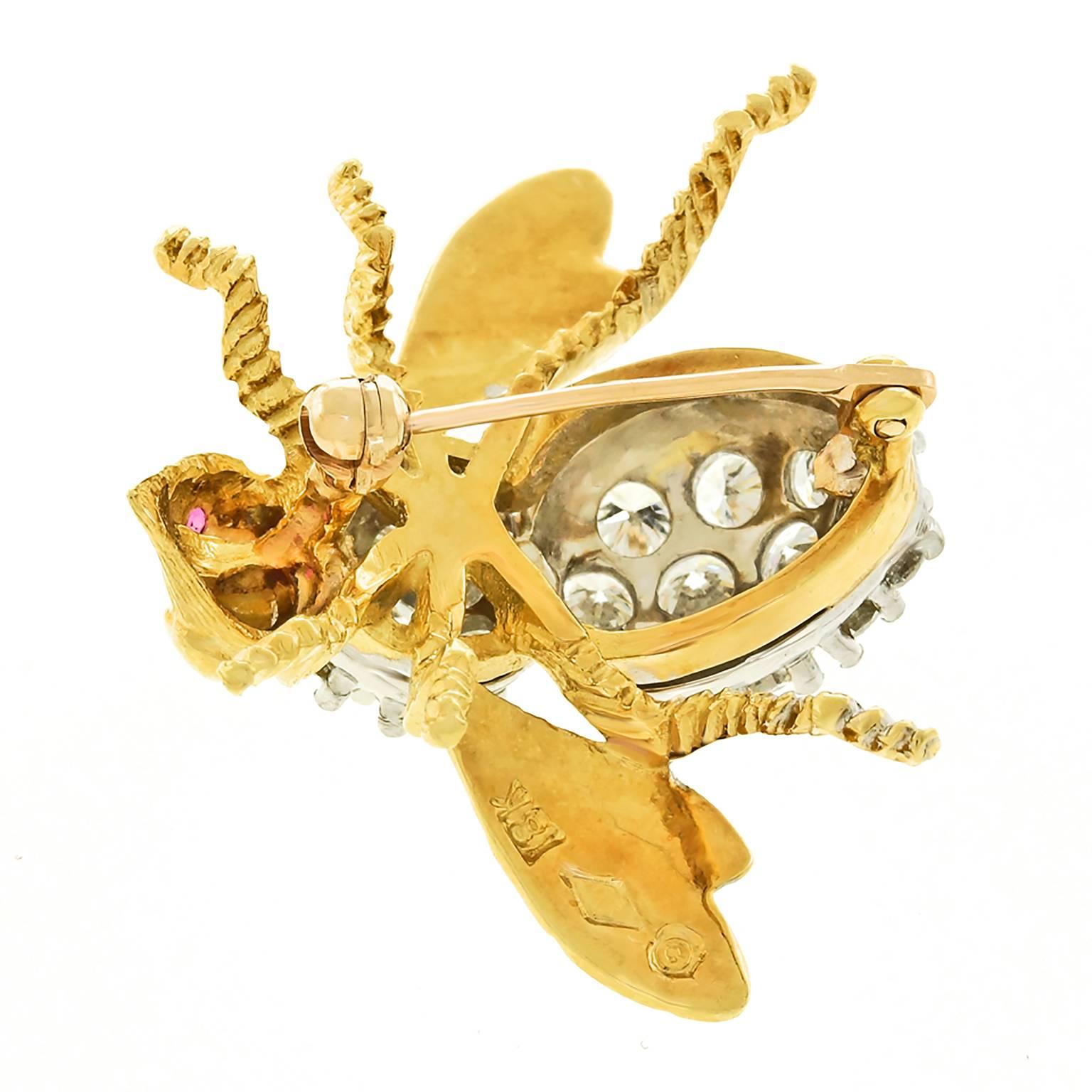 Herbert Rosenthal Diamond & Gold Bee Pin 1