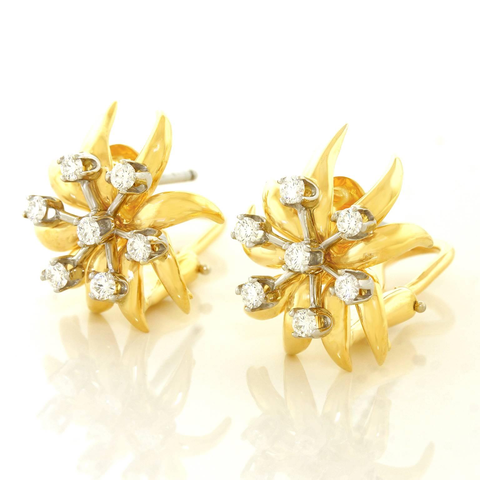 Schlumberger for Tiffany Diamond-set Platinum and Gold “Flame” Earrings 2