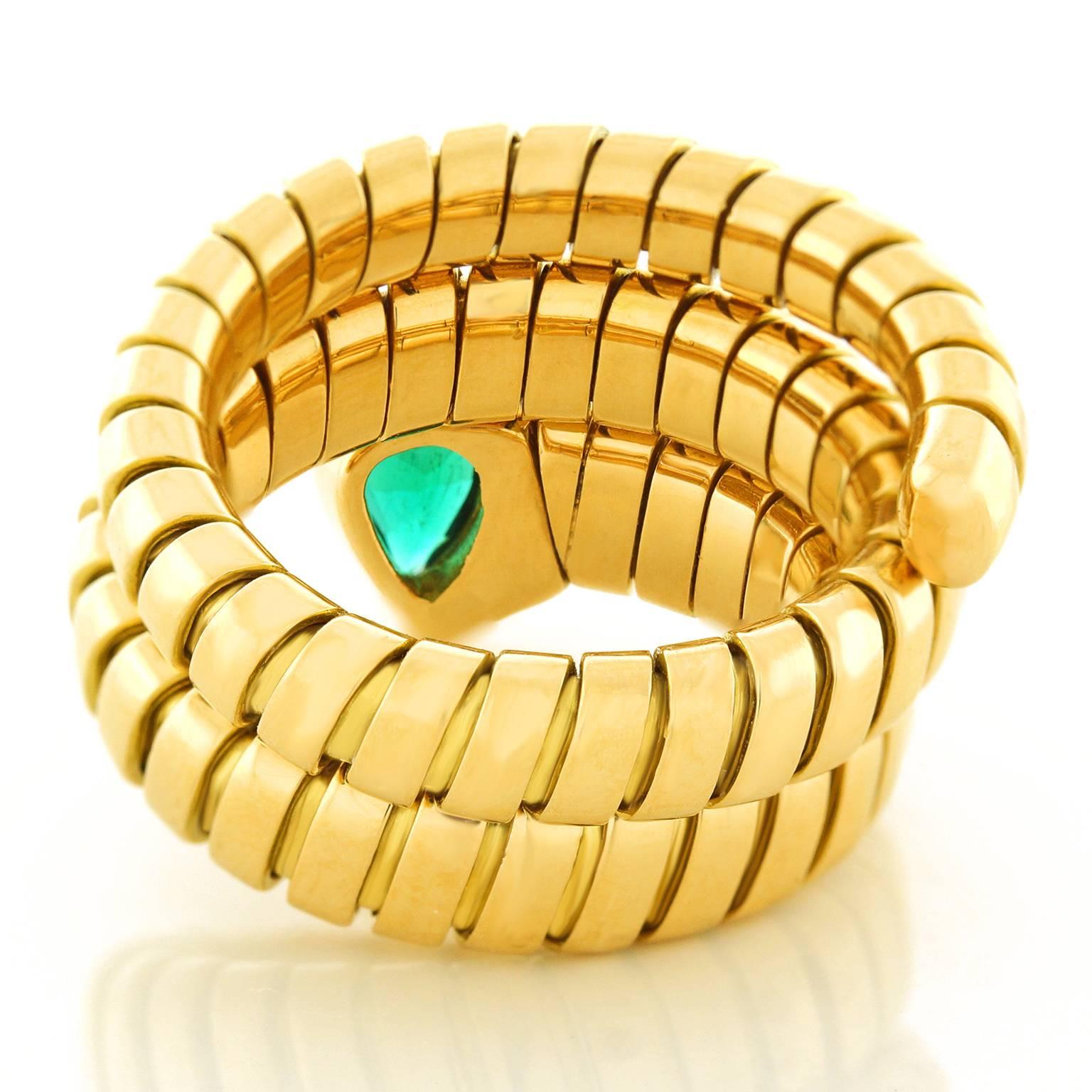 Bulgari Serpenti Gold Emerald Tubogas Ring 2
