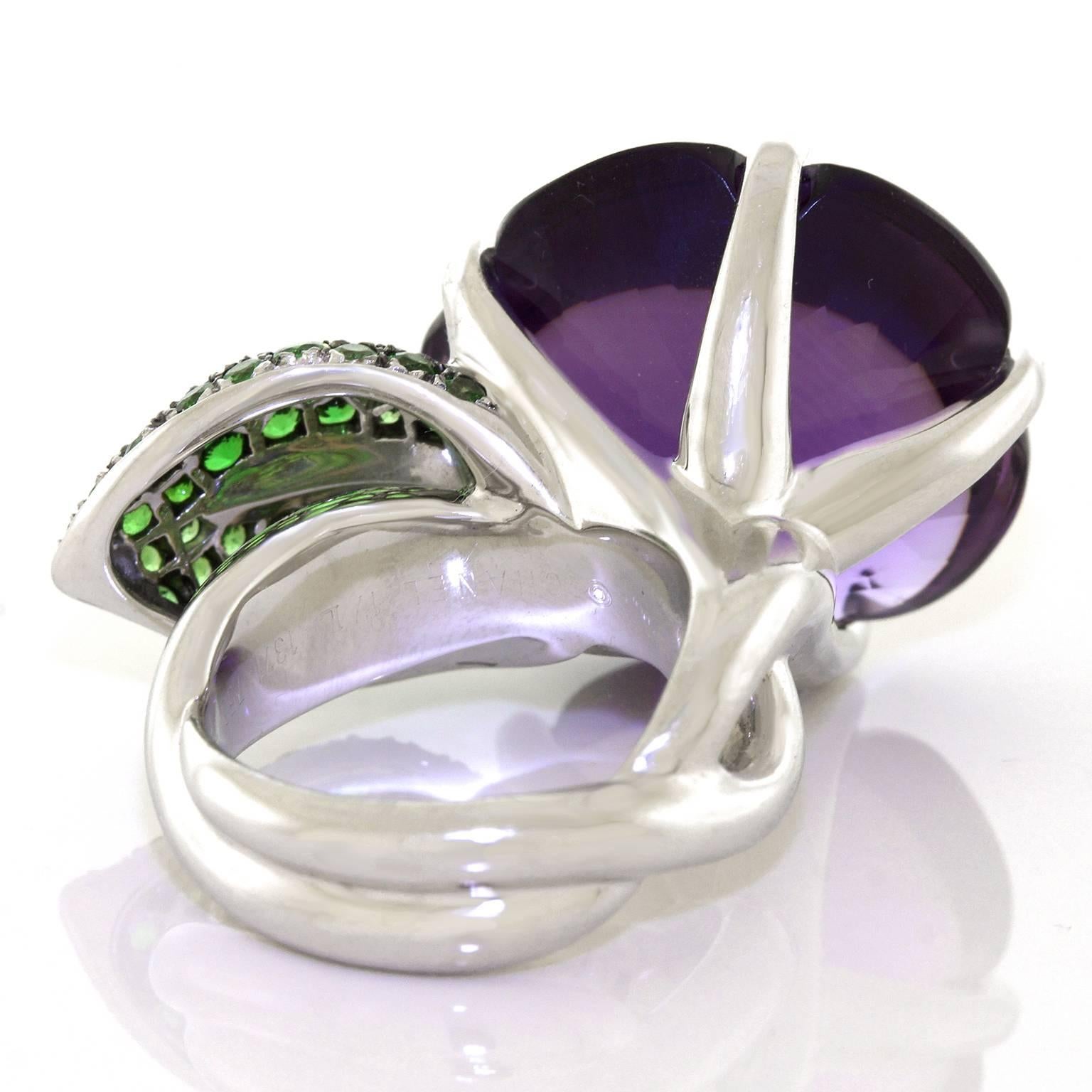 Chanel Amethyst and Tsavorite Flower Ring 2