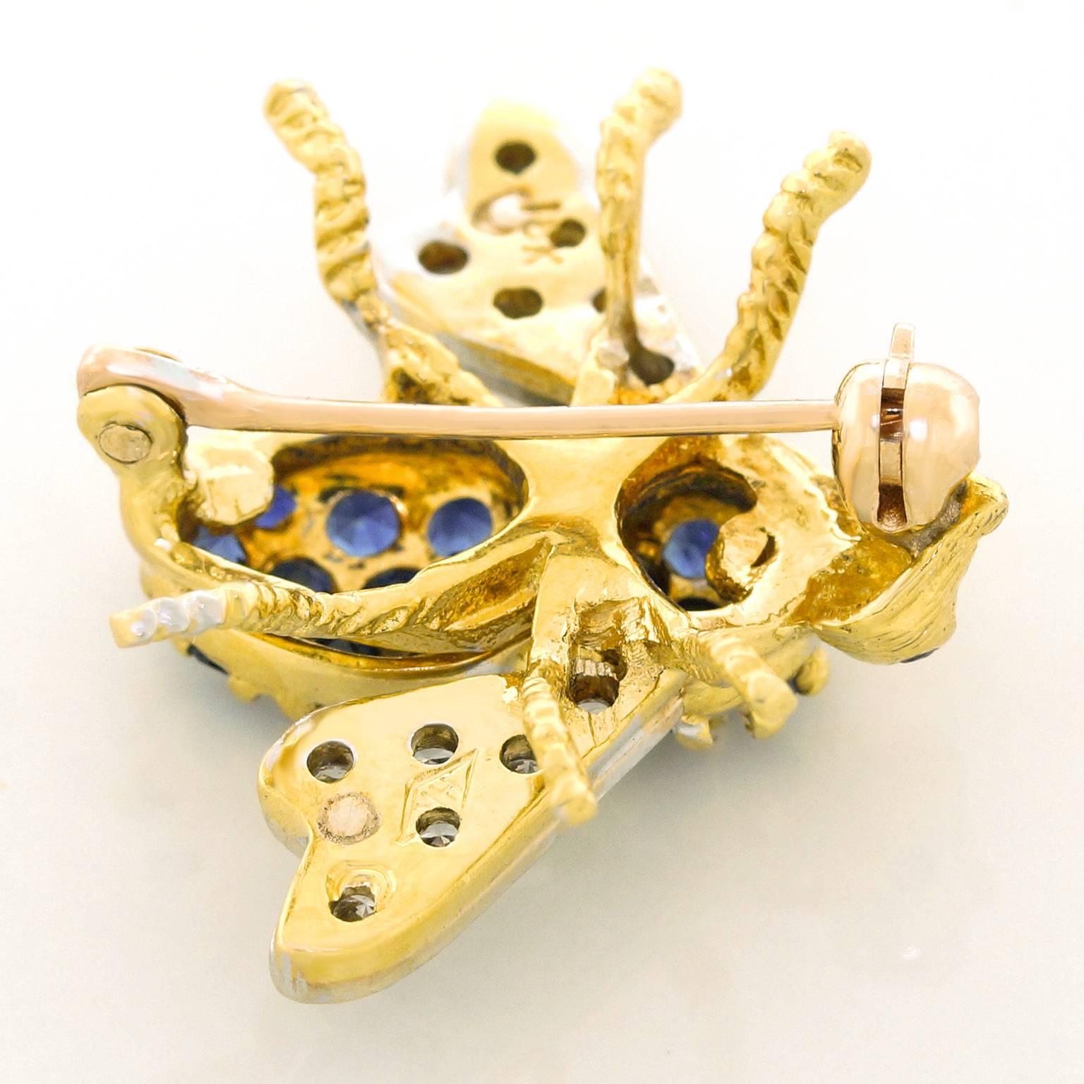 Herbert Rosenthal Sapphire Diamond Gold Bee Brooch 3