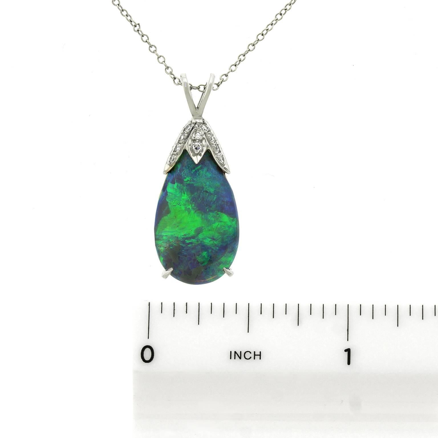 Black Opal and Diamond Pendant in Platinum 2